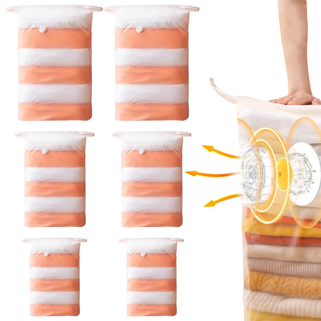 HASTHIP 6-Piece Vacuum Compression Storage Bags, No Need Pump to Use, Space-Saver for Clothes Bedding, Ideal for Travel & Home Organization (3 Sizes) HASTHIP 6-Piece Vacuum Compression Storage Bags, No Need Pump to Use, Space-Saver for Clothes Bedding, Ideal for Travel & Home Organization (3 Sizes)